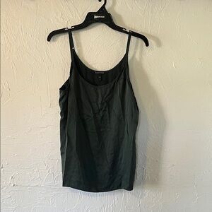 Eileen Fisher Dark Green Silk-Blend Camisole with Adjustable Straps